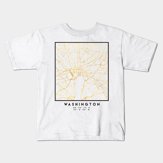 WASHINGTON CITY STREET MAP ART Kids T-Shirt by deificusArt